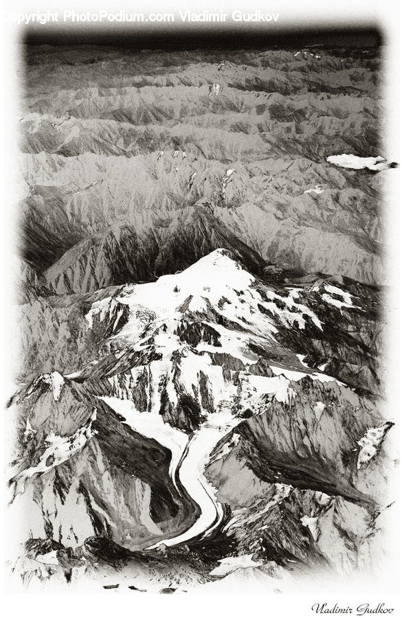 Drawing, Sketch, Art, Alps, Crest, Mountain, Peak