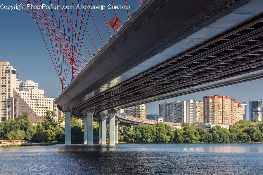 Freeway, Overpass, Road, Building, City