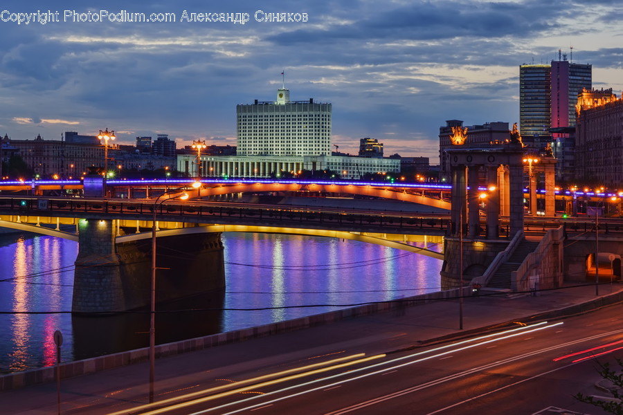 Freeway, Overpass, Road, Bridge, Building