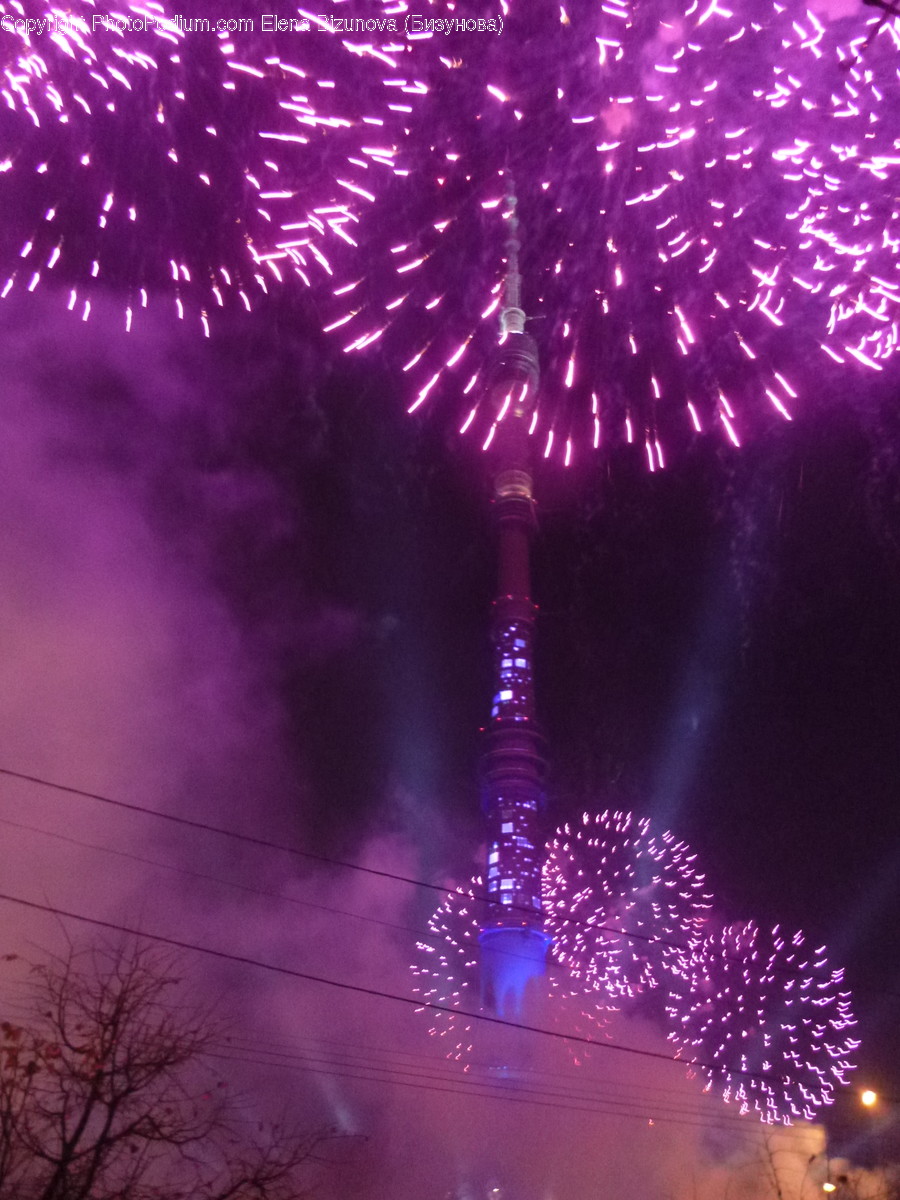 Fireworks, Night, Outdoors, Lighting, Glitter