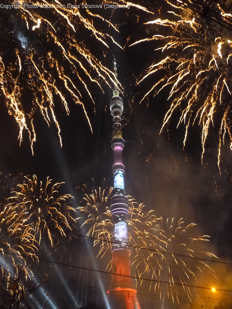 Fireworks, Night, Outdoors, Crowd, Festival