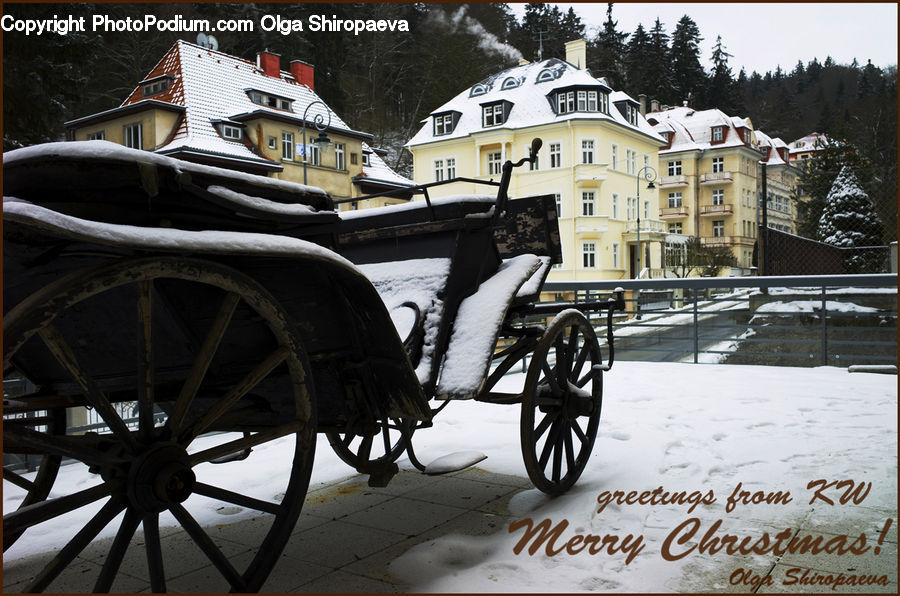 Carriage, Horse Cart, Vehicle, Cannon, Weaponry, Bench, Car