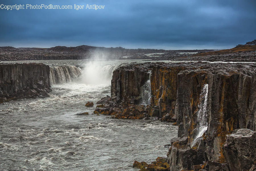Cliff, Outdoors, River, Water, Waterfall
