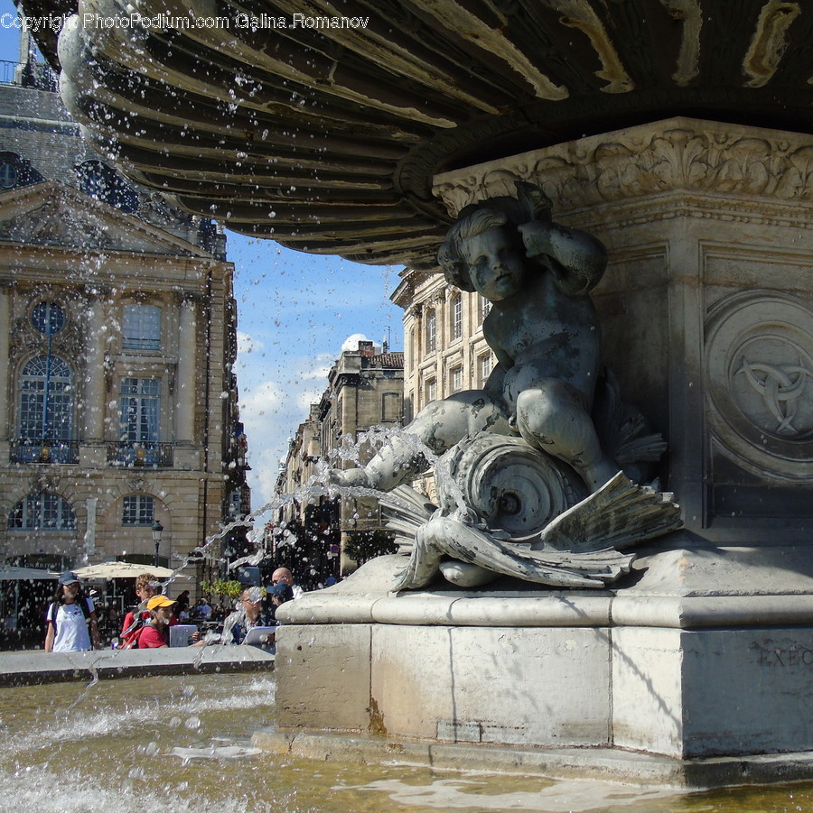 Fountain, Water, Art, Sculpture, Bust