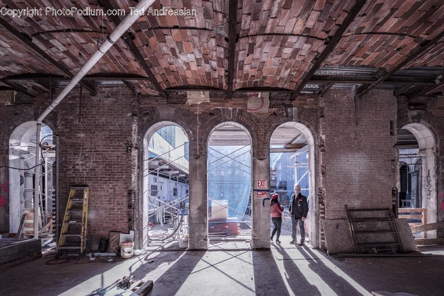 Brick, Bench, Arch, Arched, Architecture