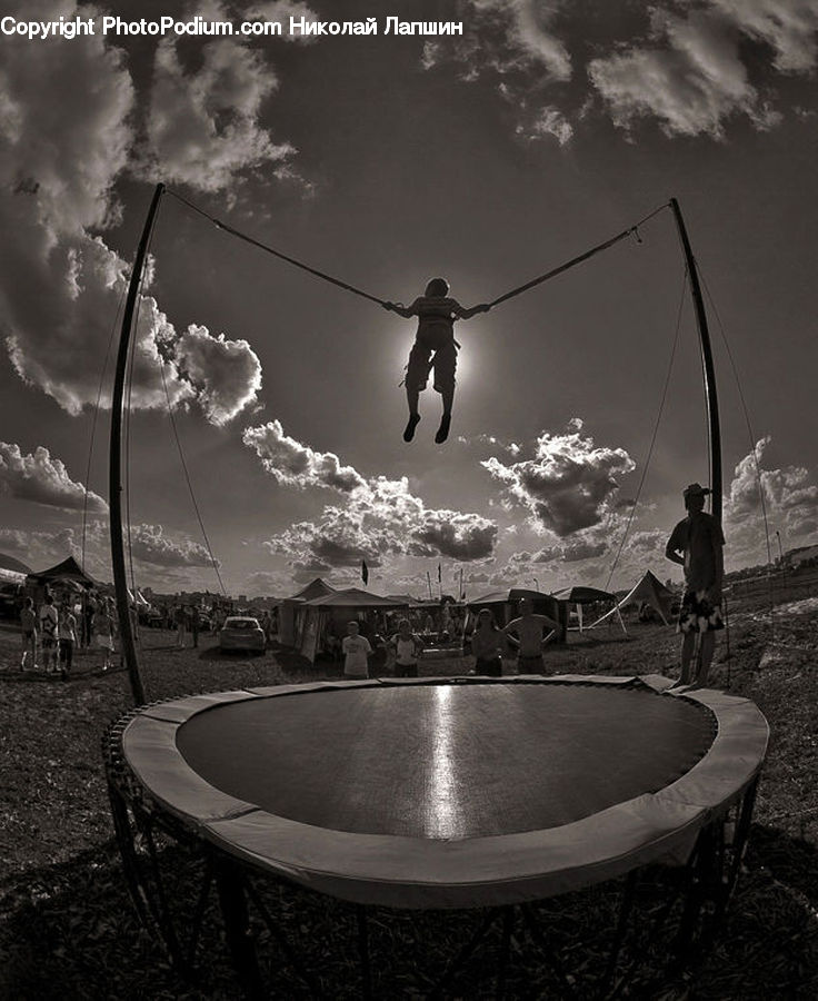 Trampoline, Fountain, Water