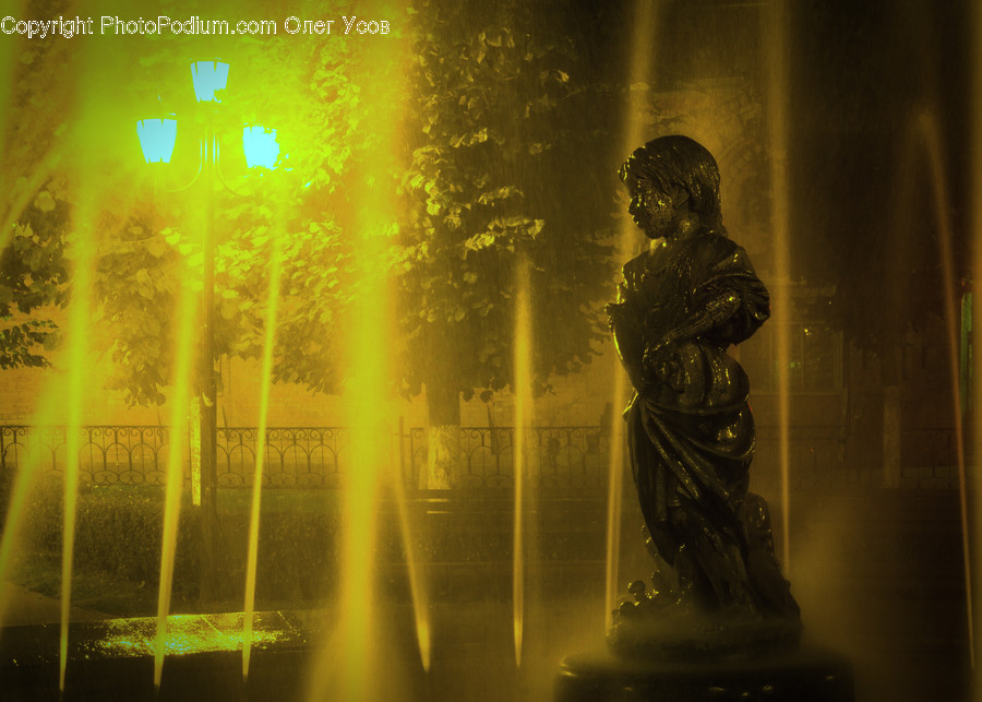 Water, Fountain, Person, Human, Painting