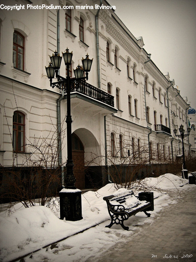 Lamp Post, Pole, Bench, Chair, Furniture, Patio, Architecture