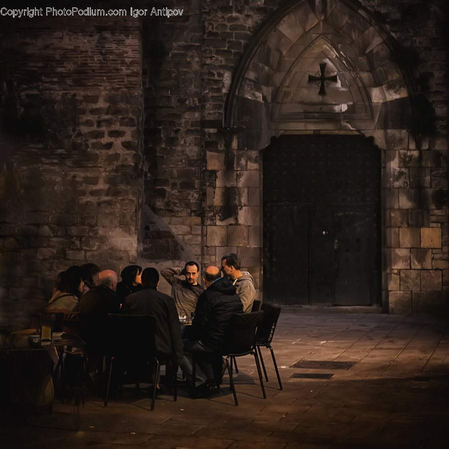 Furniture, Chair, Crypt, Person, Human