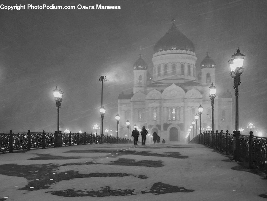 Architecture, Cathedral, Church, Worship, Night, Outdoors, City