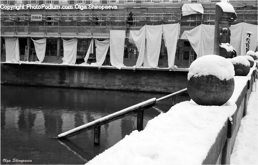 Ice, Outdoors, Snow, Dock, Landing, Pier, Bird