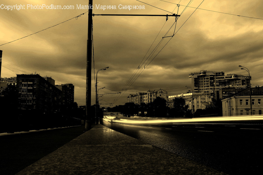 Cable, Power Lines, Electric Transmission Tower, Construction Crane, Tarmac