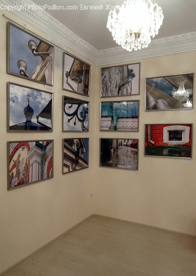 Art Gallery, Art, Chandelier, Lamp, Modern Art