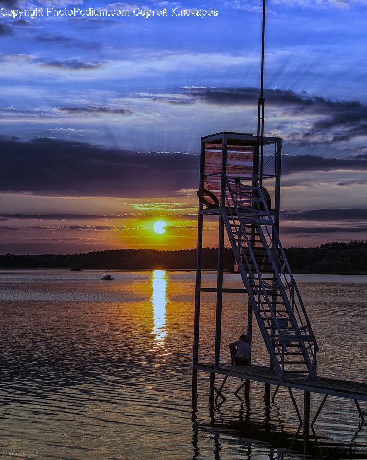 Banister, Handrail, Nature, Outdoors, Red Sky