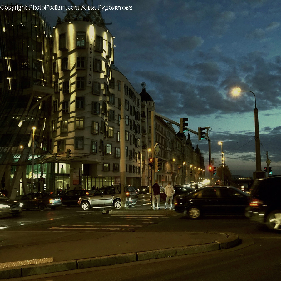 Intersection, Road, Human, Person, Car
