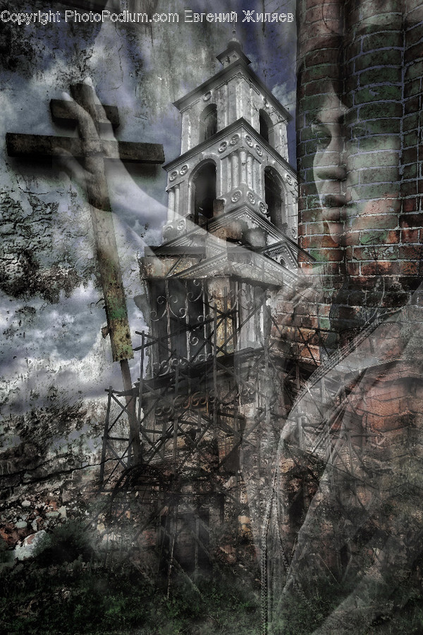 Architecture, Building, Tower, Brick, Cross