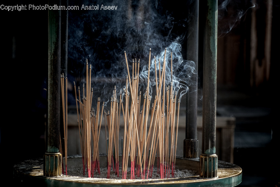 Water, Fountain, Smoke, Incense