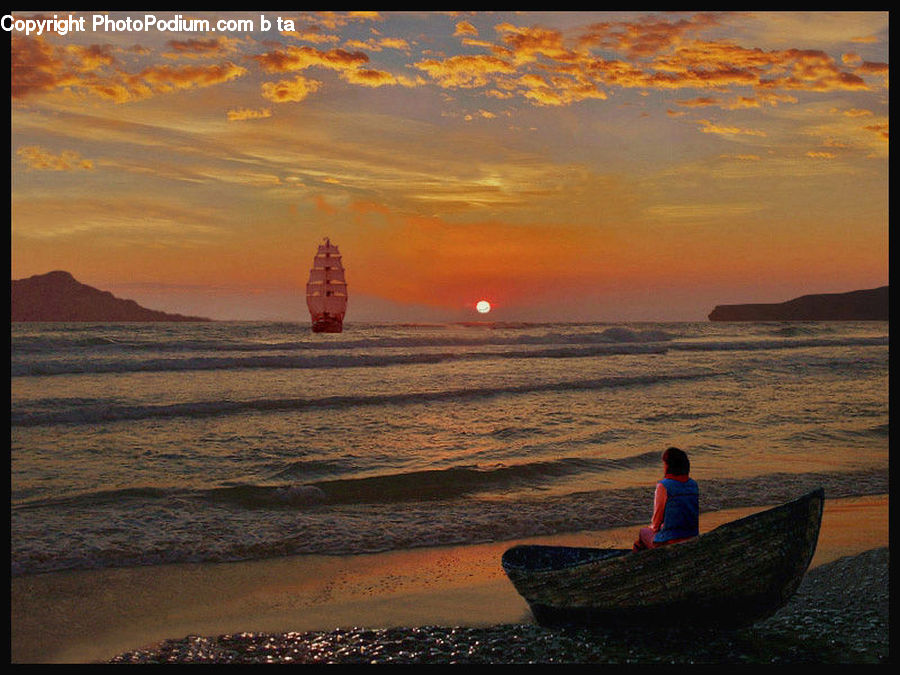 Boat, Dinghy, Beach, Coast, Outdoors, Sea, Water