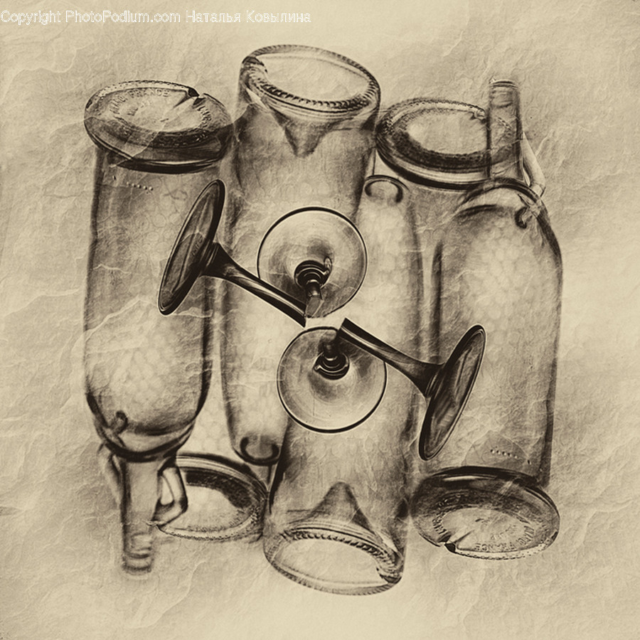 Drawing, Art, Sketch, Tin, Shaker