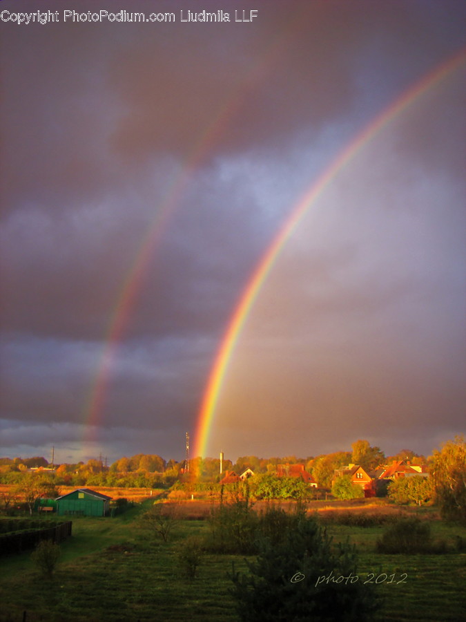Nature, Outdoors, Sky, Rainbow, Housing