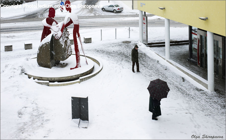 Umbrella, People, Person, Human, Ice, Outdoors, Snow