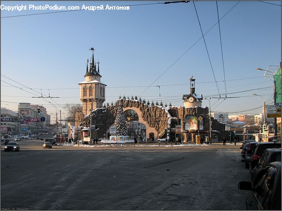 Intersection, Road, Architecture, Downtown, Plaza, Town Square, Building