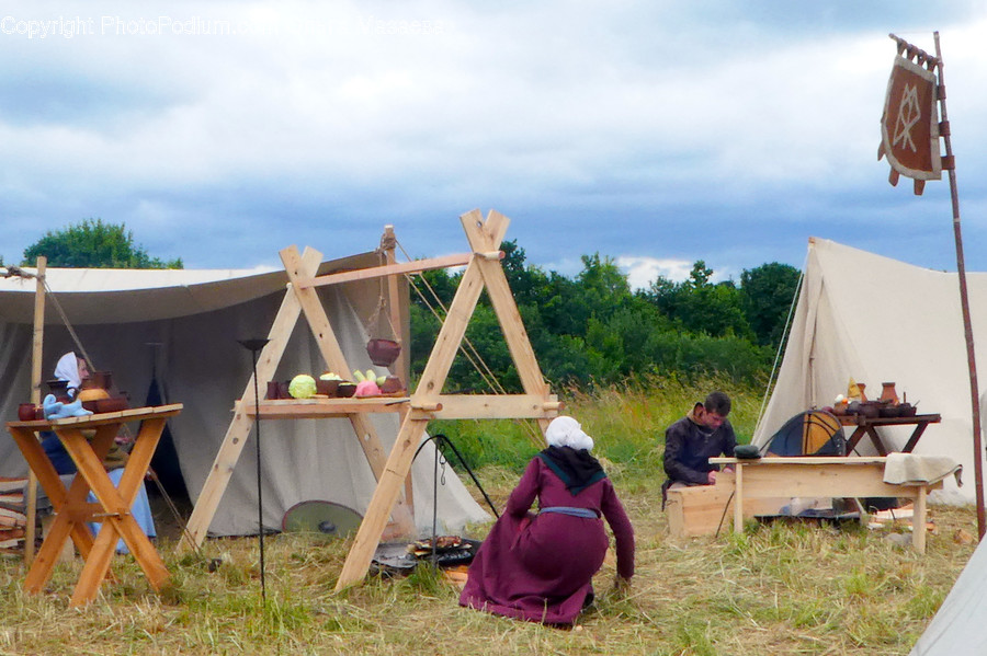 Person, Human, Camping, Tent, Wood