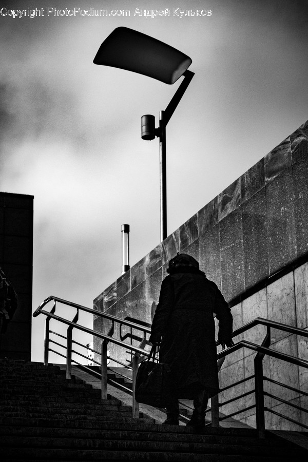 Handrail, Banister, Railing, Person, Human