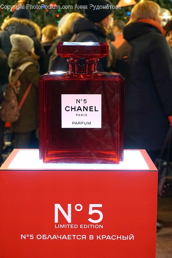 Bottle, Cosmetics, Perfume, Person, Human