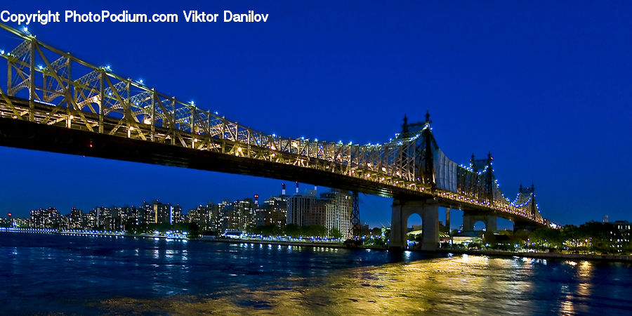 Bridge, City, Downtown, Waterfront, Metropolis, Urban, Building