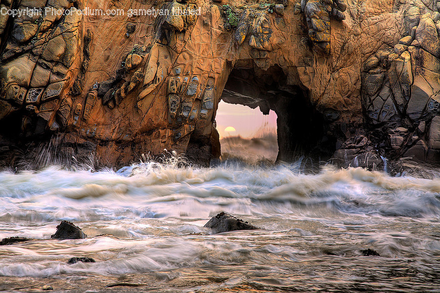 Nature, Cave, Sea, Water, Ocean