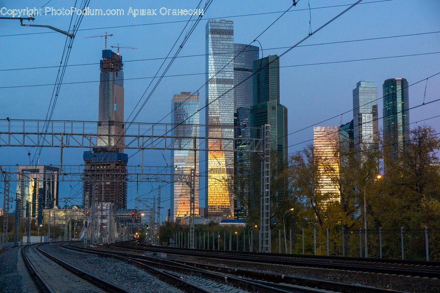 Transportation, Rail, Train Track, Railway, Utility Pole
