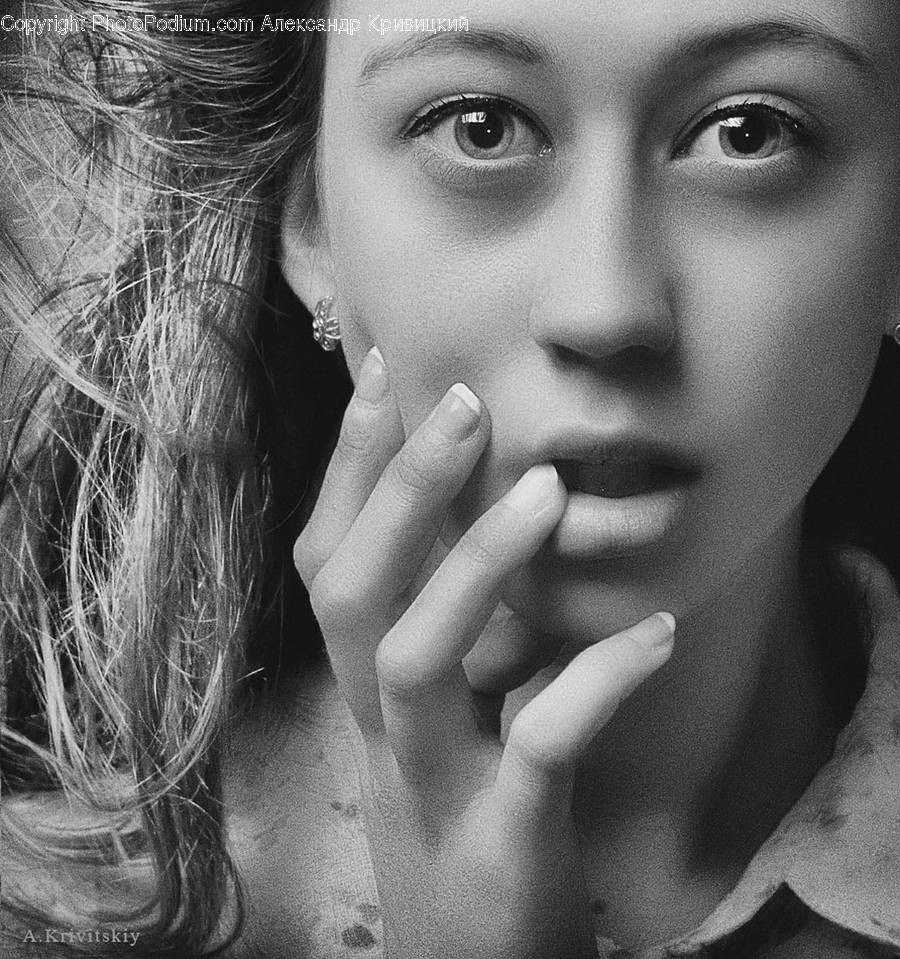 Face, Person, Human, Female, Finger