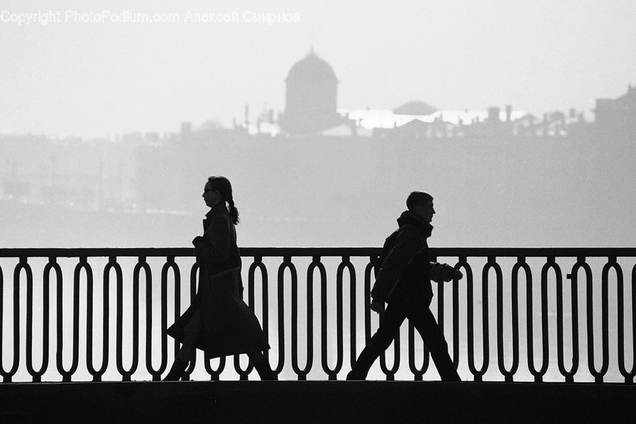 Railing, Person, Human, Nature, Silhouette
