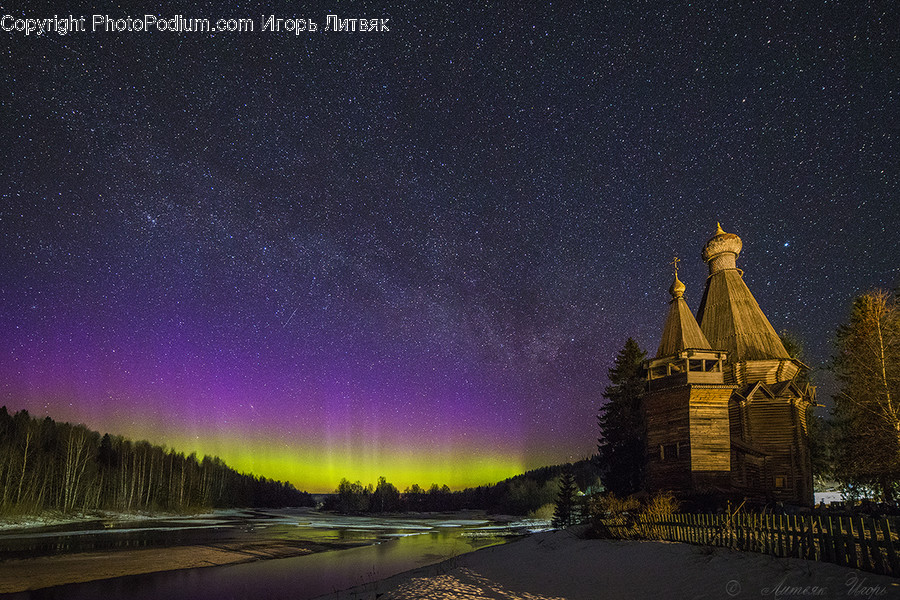 Nature, Outdoors, Night, Aurora, Tree