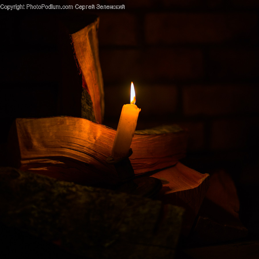 Candle, Fire, Flame, Vigil, Wood