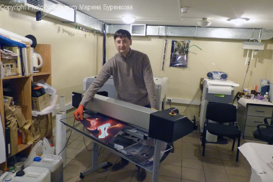 Furniture, Chair, Person, Human, Machine