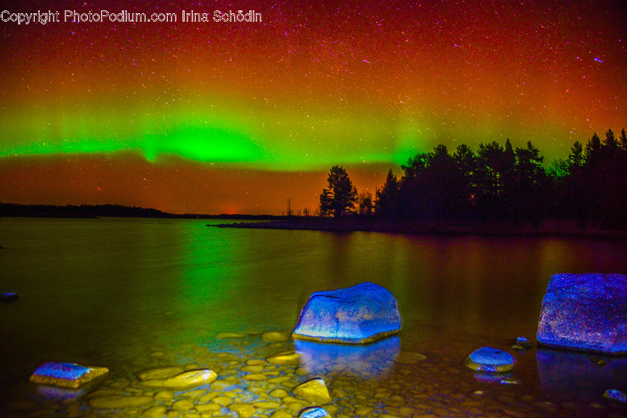 Nature, Outdoors, Night, Aurora, Water