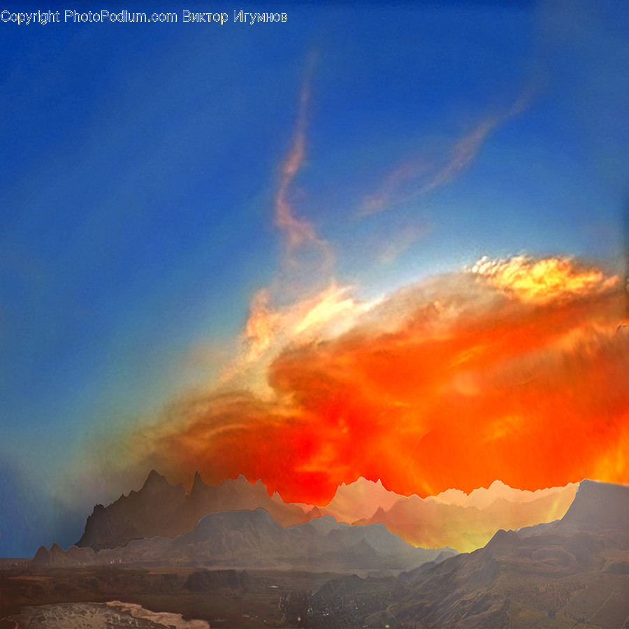 Nature, Outdoors, Mountain, Flame, Fire