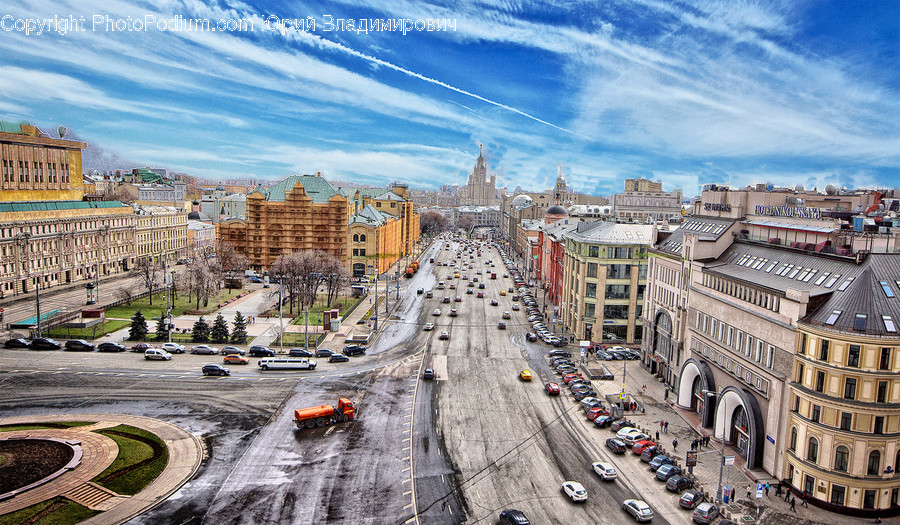Road, Intersection, City, Building, Downtown