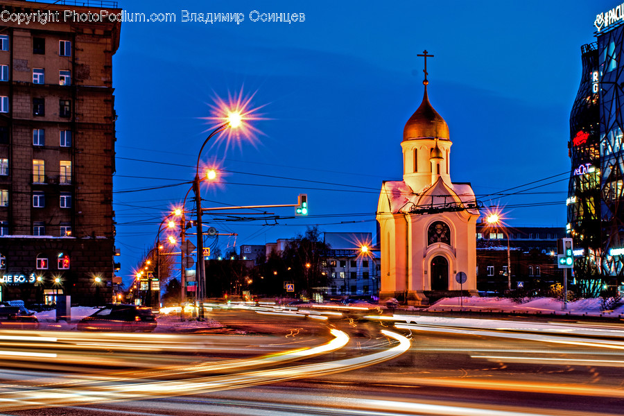 Road, Intersection, Light, Traffic Light, Building