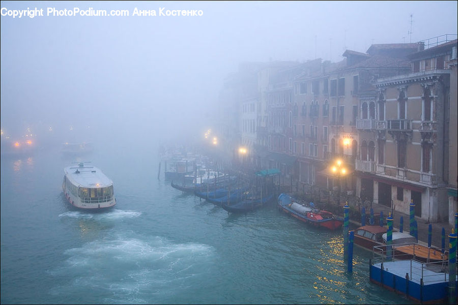 Boat, Watercraft, Gondola, Fog, Canal, Outdoors, River