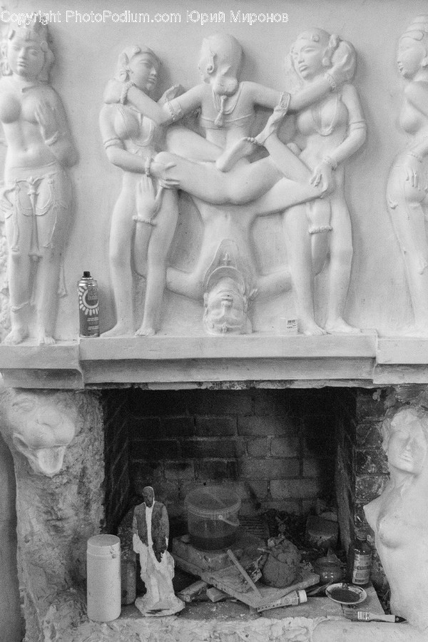 Person, Human, Indoors, Fireplace, Sculpture