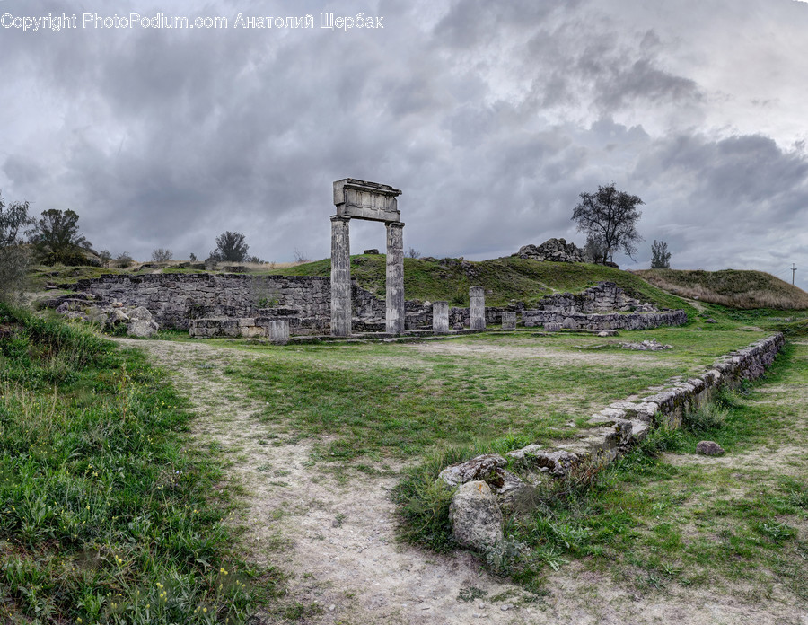 Ruins, Ground, Symbol, Cross