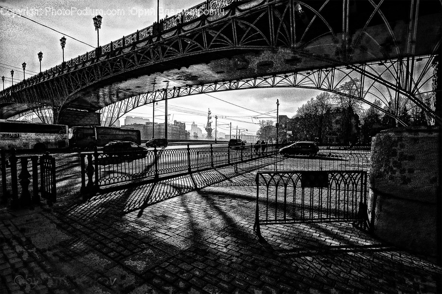 Path, Railing, Walkway, Road, Building