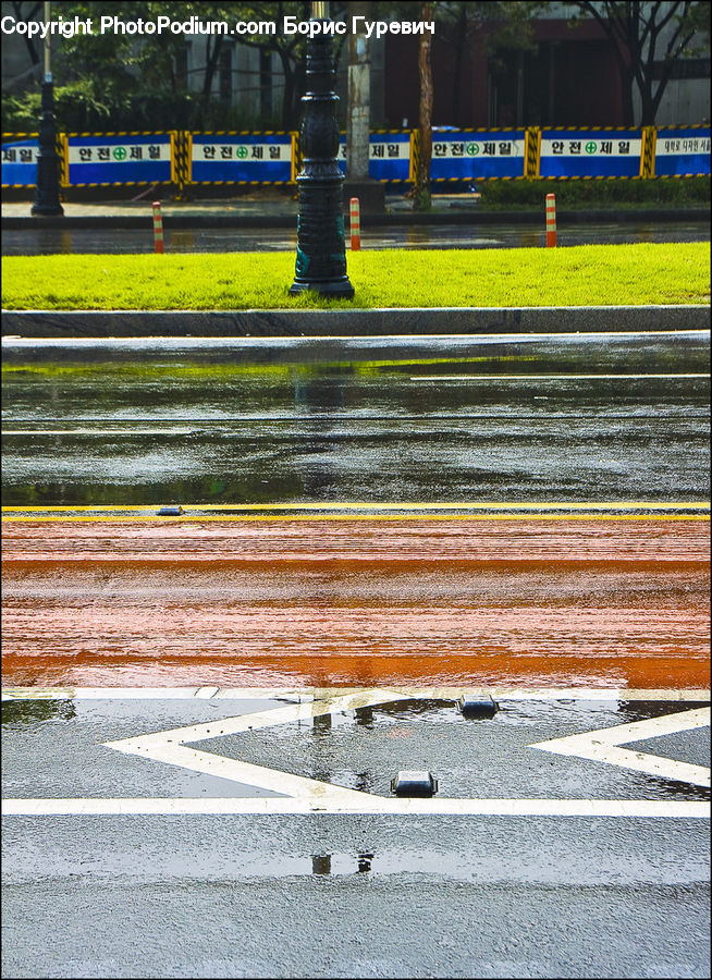 Intersection, Road, Bus, Vehicle, Bench, Pedestrian, Person