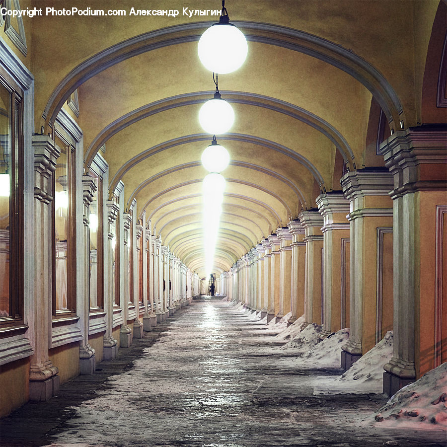 Aisle, Corridor, Column, Pillar, Crypt, Building