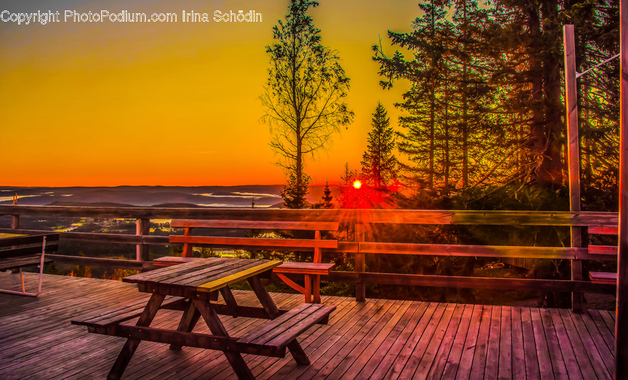 Building, Bridge, Boardwalk, Wood, Bench