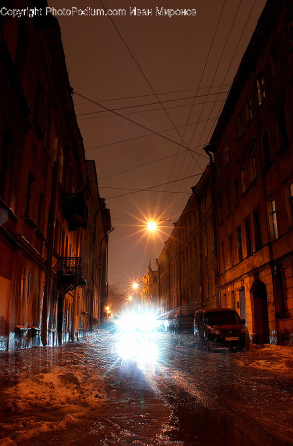 Walkway, Path, Flare, Light, Car