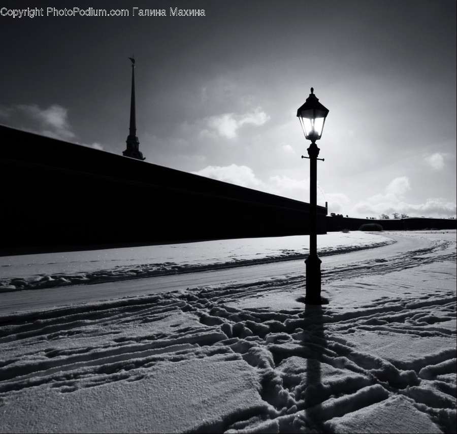 Path, Lamp Post, Nature, Outdoors, Silhouette